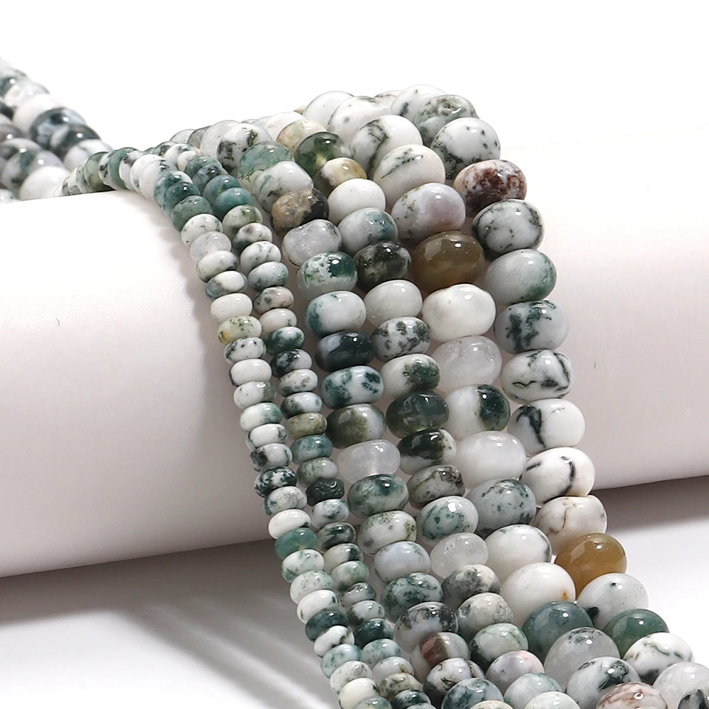 Natursteinperlen, 4, 6, 8 mm, Baummuster, Abacus, flach, rund, lose Distanzperlen für Schmuckherstellung, DIY-Armbänder, Halskettenzubehör