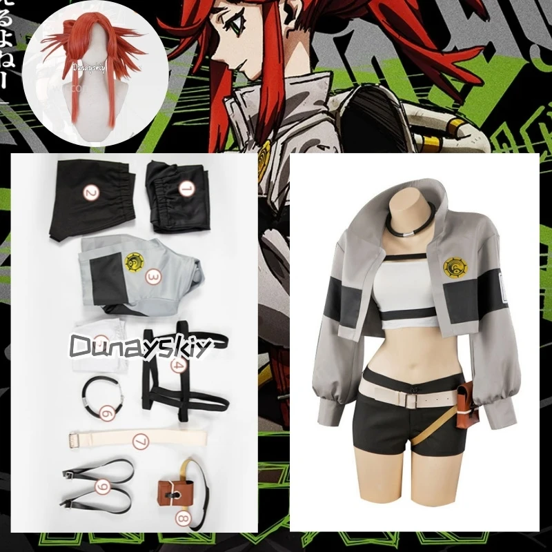 

New Anime GACHIAKUTA Cosplay Riyo Costume Punk Fashionable Short Jacket Shorts Y2K Uniform Jirai Kei Girls Wigs Bag 코스프레