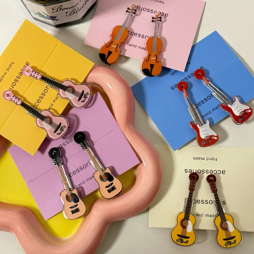 ミニ甘いバイオリンヘアクリップ韓国スタイルインギターヘアクリップ合金サイドクリップ楽器ヘアクリップレディース