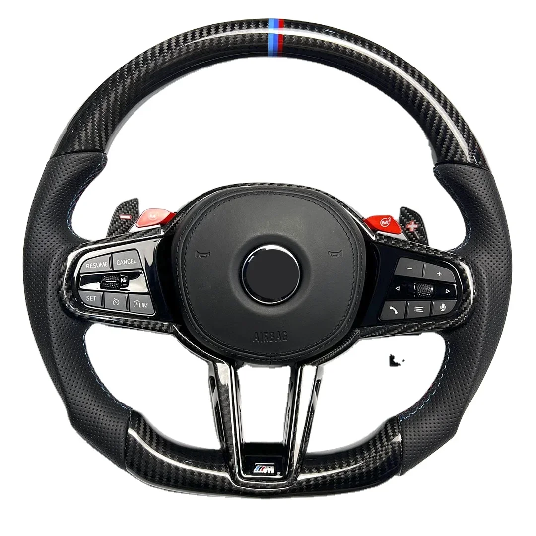 Real carbon fiber steering wheel assembly G20 G22 G80 G87 M2 M3 M4 upgrade CS Style steering wheel With paddle shifter for