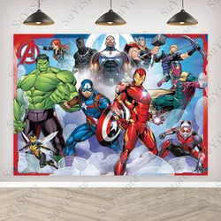 Marvel Superhero Avengers Photography Backdrop Iron-Man Hulk Captain America Boys Birthday Decoration Banner Photo Background