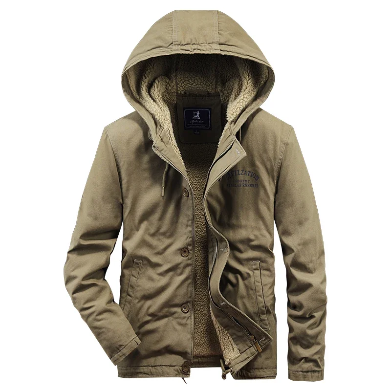 New High Quality Autumn Winter Lambskin Down Cotton Thickened Hooded Versatile Outdoor Workwear Winter Cotton-padded Jacket