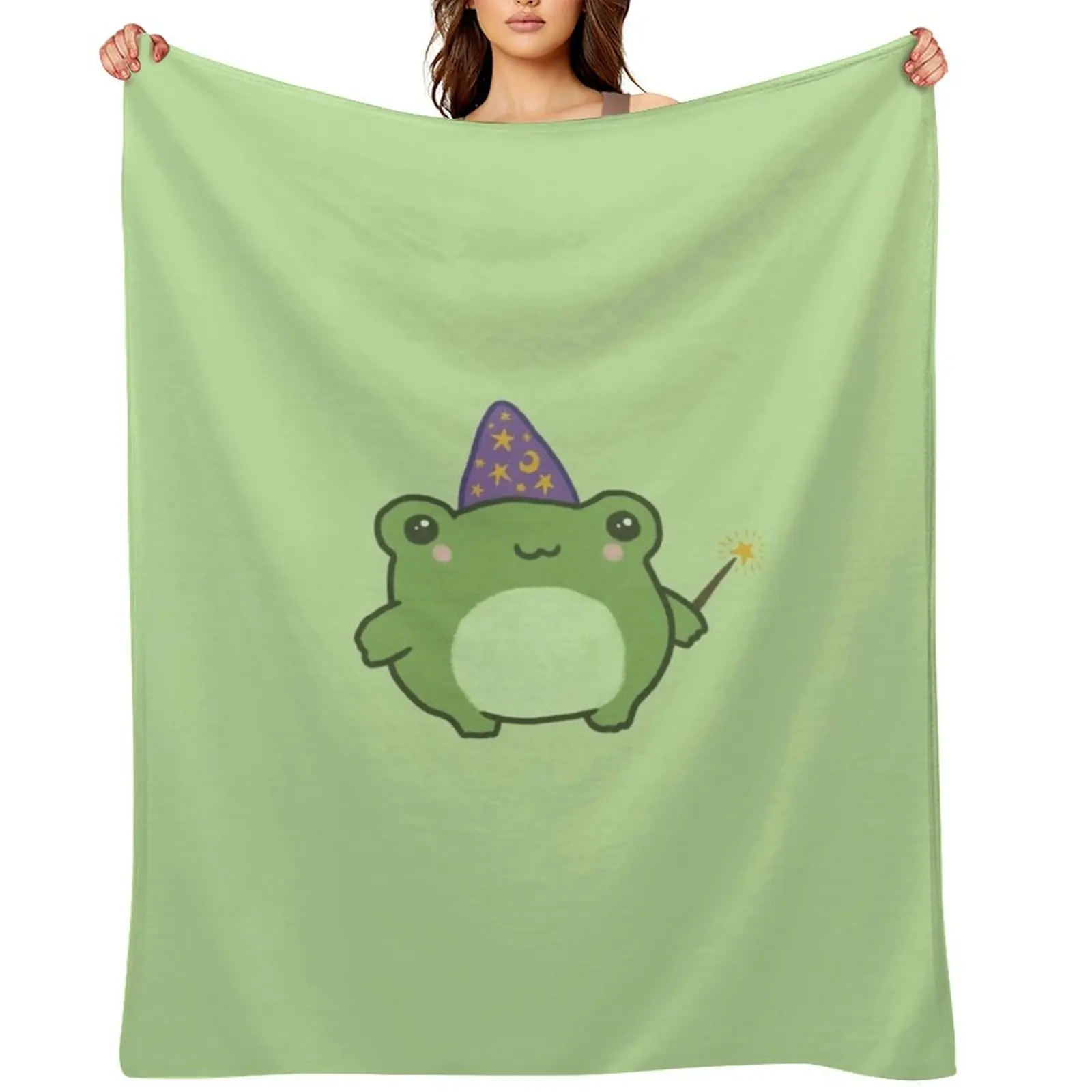 

Chubby Frog Wizard: Cottagecore Kawaii Toad with Magic Wand, Purple Cap, Ideal Fantasy Gift for Teens and Kids Throw Blanket