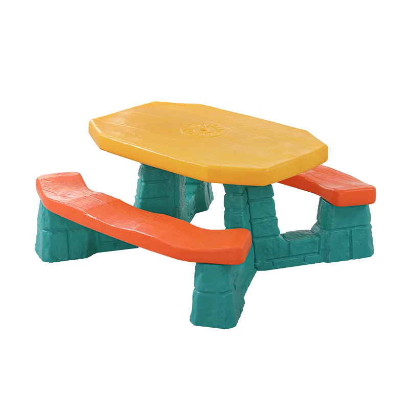 طاولة ألعاب رياض الأطفال في الهواء الطلق طاولة نزهة للأطفال مع مظلة طاولة شاطئ بلاستيكية وكرسي مجموعة معسكر قابل للطي #5