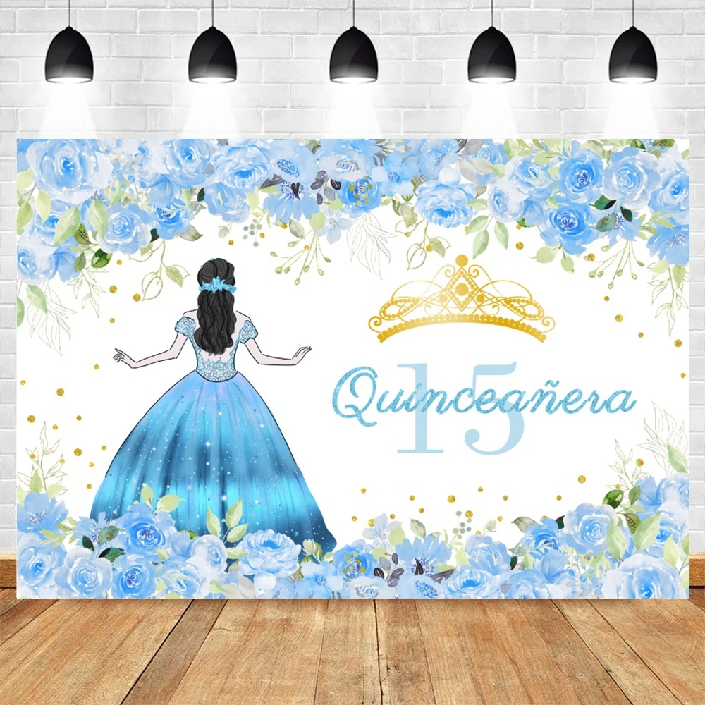 Girls Birthday Party Backdrop Photography Backdrop Boho Flowers Crown Princess Sweet Birthday Customized Poster Photo Background