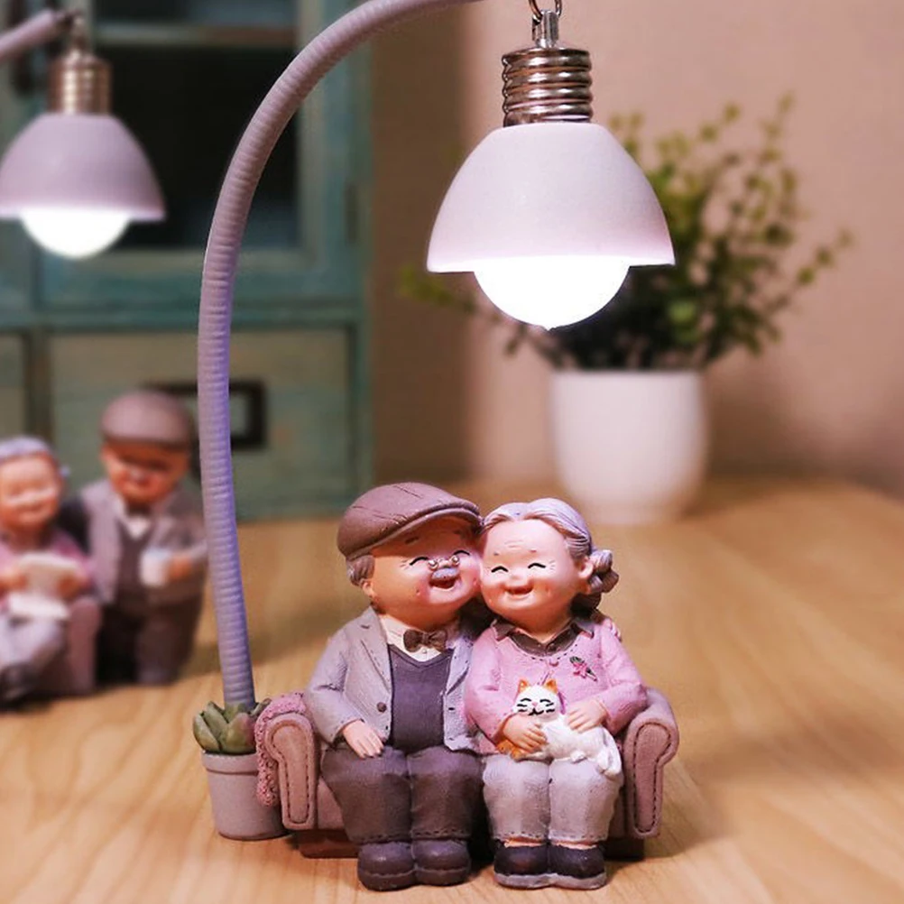 

Resin Crafts Lamp Practical Home Decor Bedroom Office Gift The Old Couple Night Light Bedside Table Small Night Light