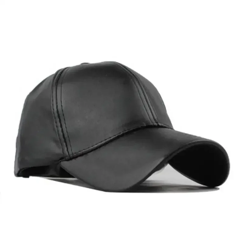 Women Men Hat PU Leather Baseball Cap Visor Light Board Solid Men Hip Hop Cap Outdoor Sun Hat Adjustable Sports Caps Gorras