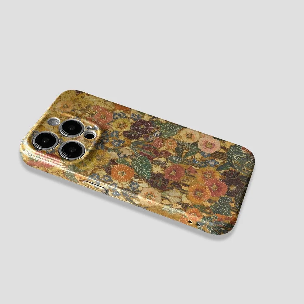 Ins Literary and Retro Flowers Phone Case for IPhone 16 15 14 13 12 11 Pro Max XS XR XSMax 6 7 8 Plus Glossy Film Hard PC Cover