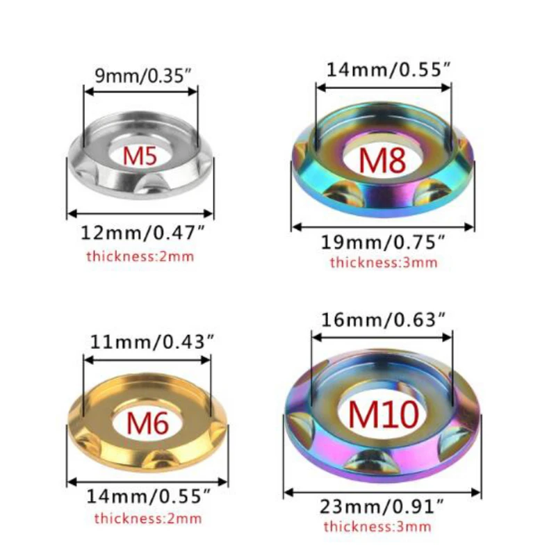 2pcs Titanium Alloy Step Shims M5 M6 M8 M10 Decorative Shims Calf Electric Motorcycle Modification Universal Screw Decoration image 5