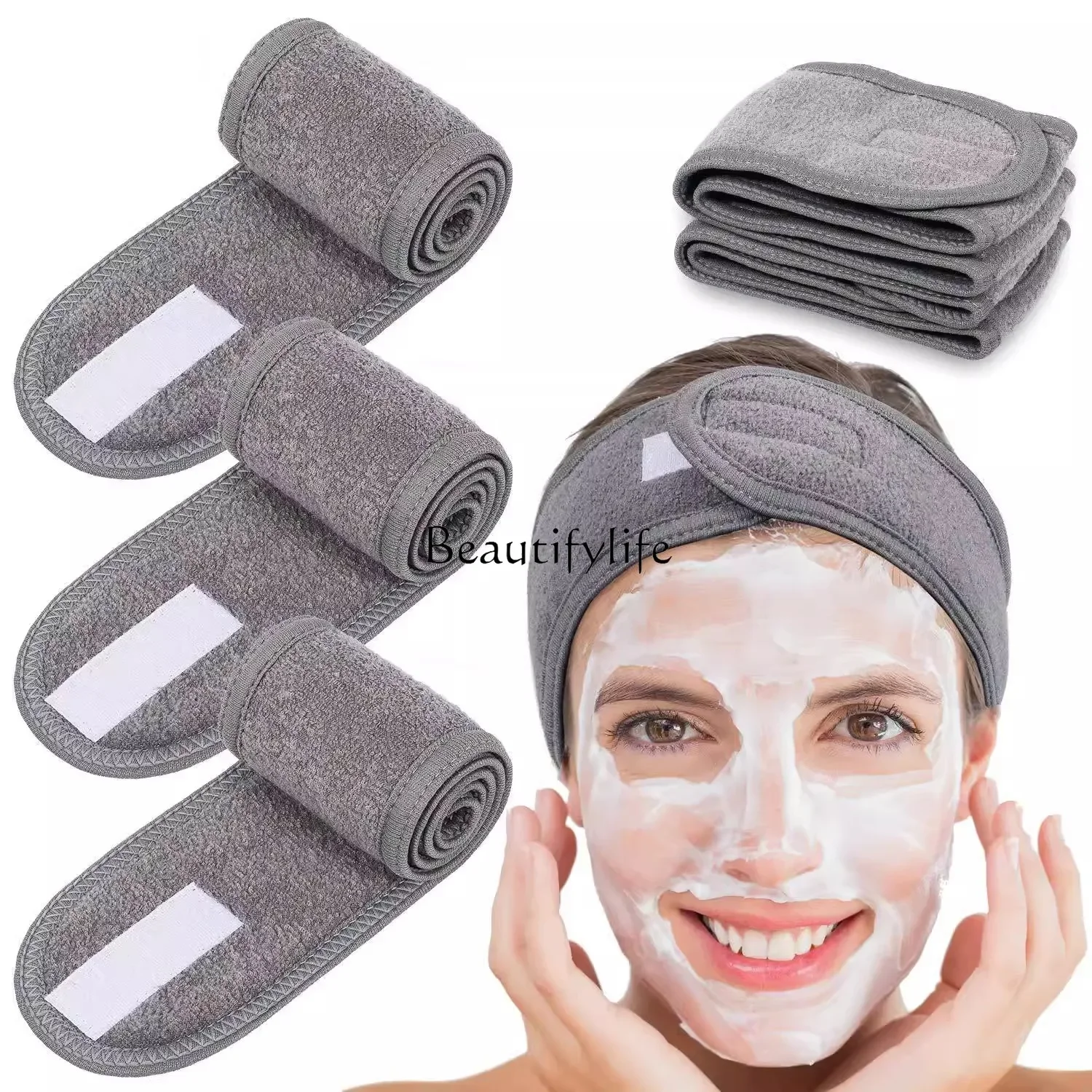 Beauty salon special headscarf women's autumn and winter headgear Velcro face wash makeup hair band