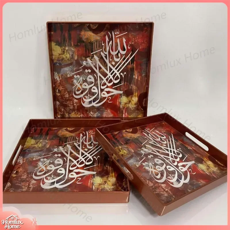 European Retro Plastic Tray Tea Tray Serving Tray Decorative  for Home Kitchen Office Wholesale Light Luxury Pendulum