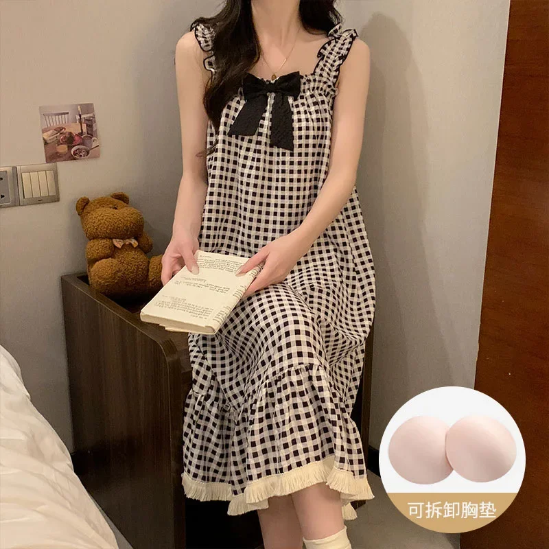 Nightgowns Women's Clothes Summer Suspenders Bustier New Cool Casual Home Loose Cozy High Quality  Soft Affordable Skinny Sweet