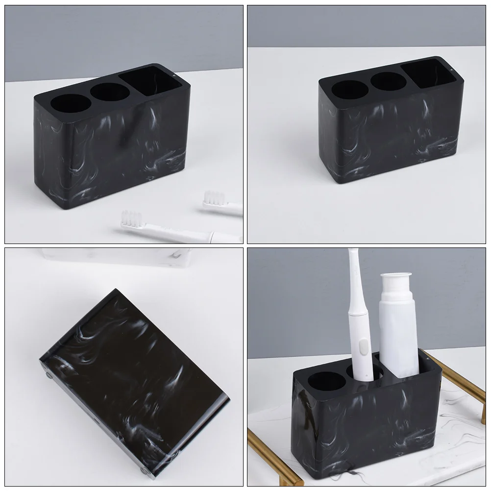 

Toothbrush Rack Bathroom Accessories Toothpaste Rack Countertop Kids Vanity Black Storage Brush Holder Drain Hole