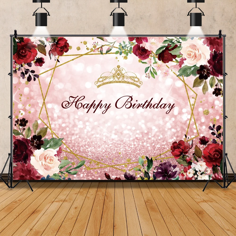 عيد ميلاد سعيد مخصص اسم التصوير خلفية زهرة إكليل تزهر حفل زفاف استحمام الطفل خلفية التصوير الفوتوغرافي