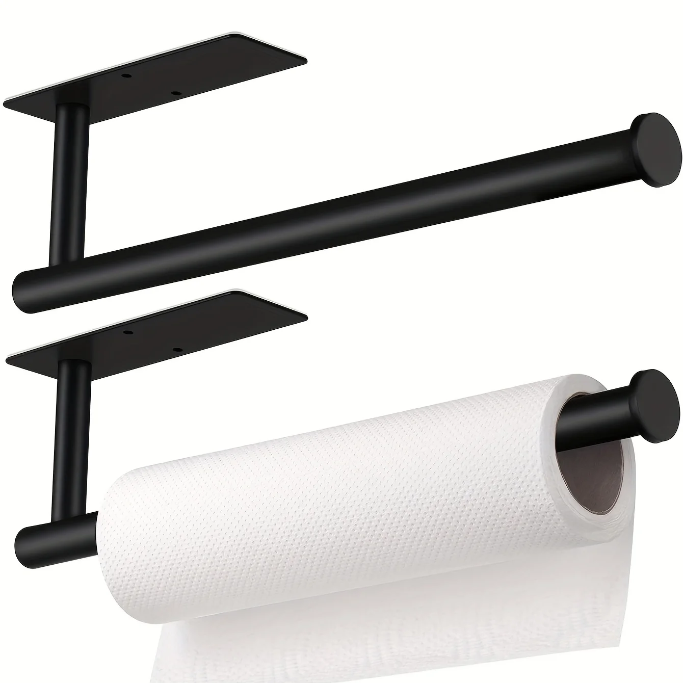 Stylish Black/Silver Stainless Steel Paper Towel Holder - Wall-Mounted, Self-Adhesive or Drill-In Installation, Easy to Install, Perfect for Use in Kitchens and Bathrooms, Halloween and Christmas Gifts for Husband, Dad, or Men