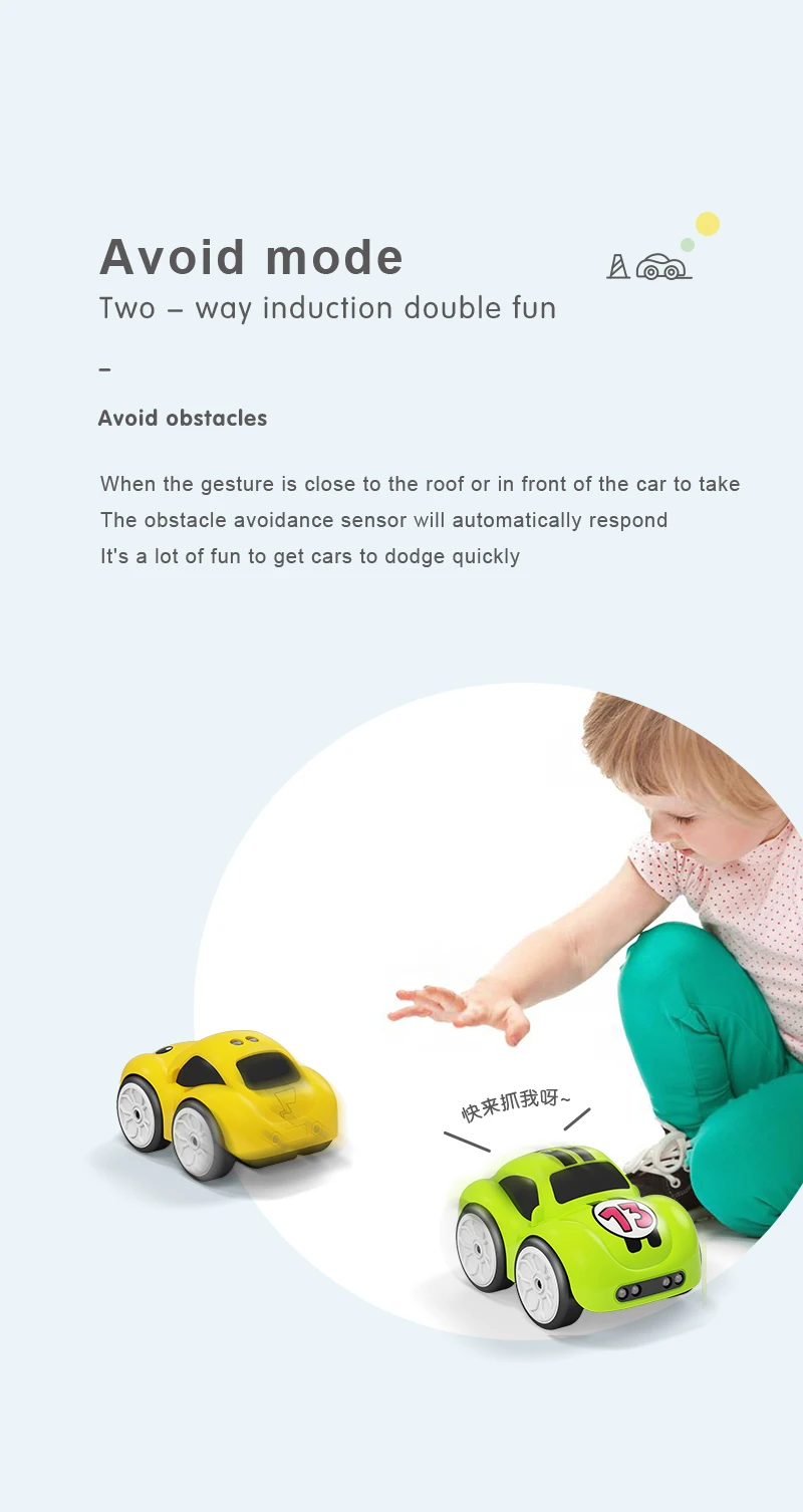 RC Intelligent Sensor Remote Control Cartoon Mini Car Remote Control Electric Car Smart Music Lighting Children Toys Gift