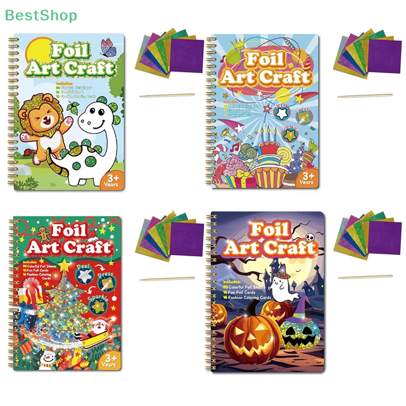 Attività artigianale in lamina No Mess Art Kit Fun Foil Art per bambini Adulti Magnete Schiuma Vernice per adesivo Peel And Press Foul Fun Craft Kits