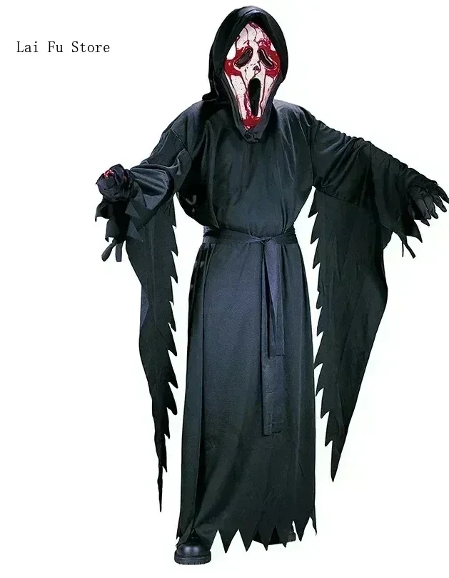 Kids Scream Costume Children Fancy Dress Halloween Party Horror Death Ghostface Costume Boys Teens Halloween Cosplay Costume