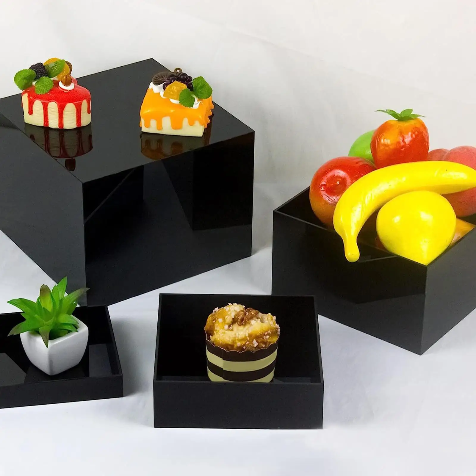 4 Pieces Buffet Riser Display Stand for Collectibles Crafts Art Exhibitions