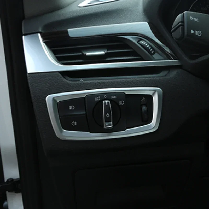 

ABS Silver Car Head Light Headlight Switch Button Cover Trim Car Accessories For BMW X1 X2 F48 F47 2016-2022