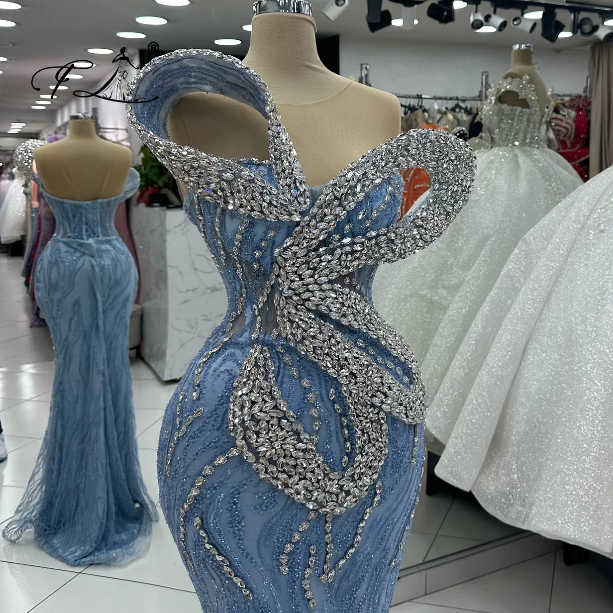 Vestido de celebridad para mujer, vestidos largos de sirena con diamantes de imitación y cuentas, vestidos de noche personalizados