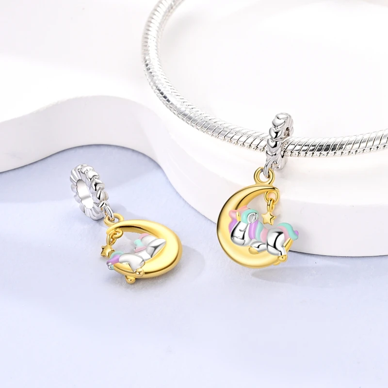 Fit Original Bracelet Silver Plated Cat Moon Shape Stars Love Charms Pendants For Women Jewelry Making Gift view 5