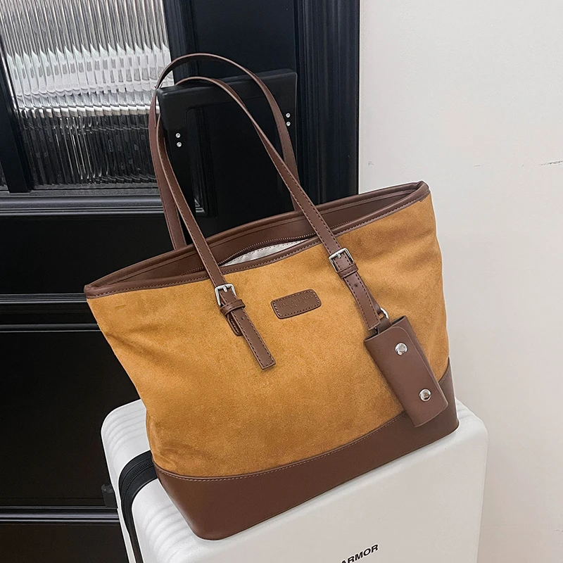 

Сумка-тоут большой емкости из искусственной замши с леопардовым принтом, осенние универсальные женские сумки, модные лоскутные сумки на плечо в стиле ретро 2023 года