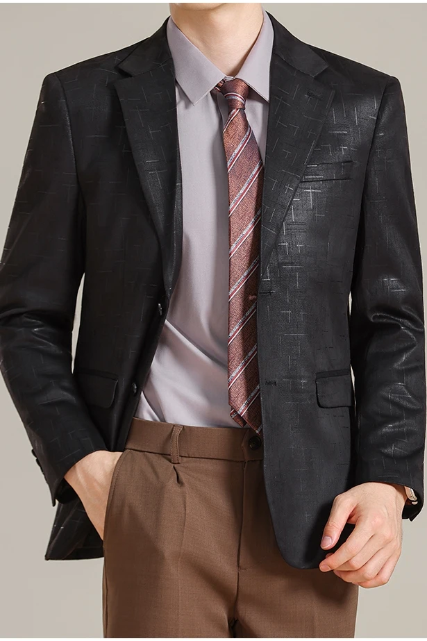 Autumn/Winter Korean Jacquard Casual Suit Jacket Men Slim Business Office Formal Suit Jackets Social Wedding Blazer Masculino