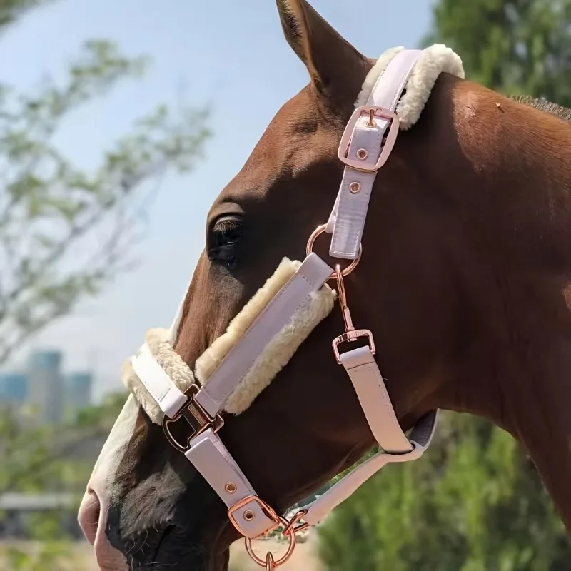 Hot Selling Horse Cow Halter Lead Rope with Soft Fleece Padding Anti-Wear Thick Protective Traction Strap for Livestock