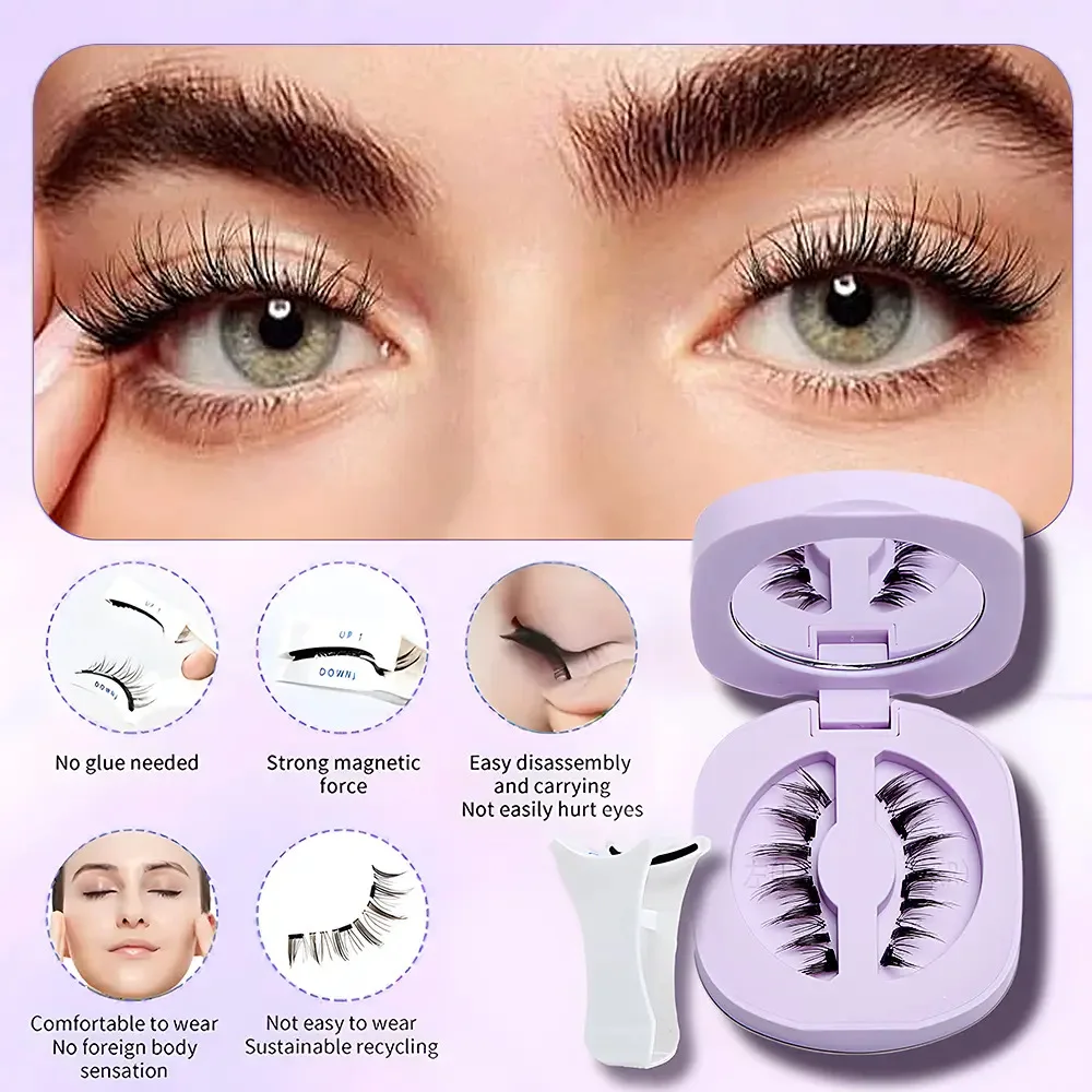 Magnetic Eyelashes Set, Natural Soft Magnet Design in One-Piece Storage Case, Reusable & Easy-to-Apply False Lashes