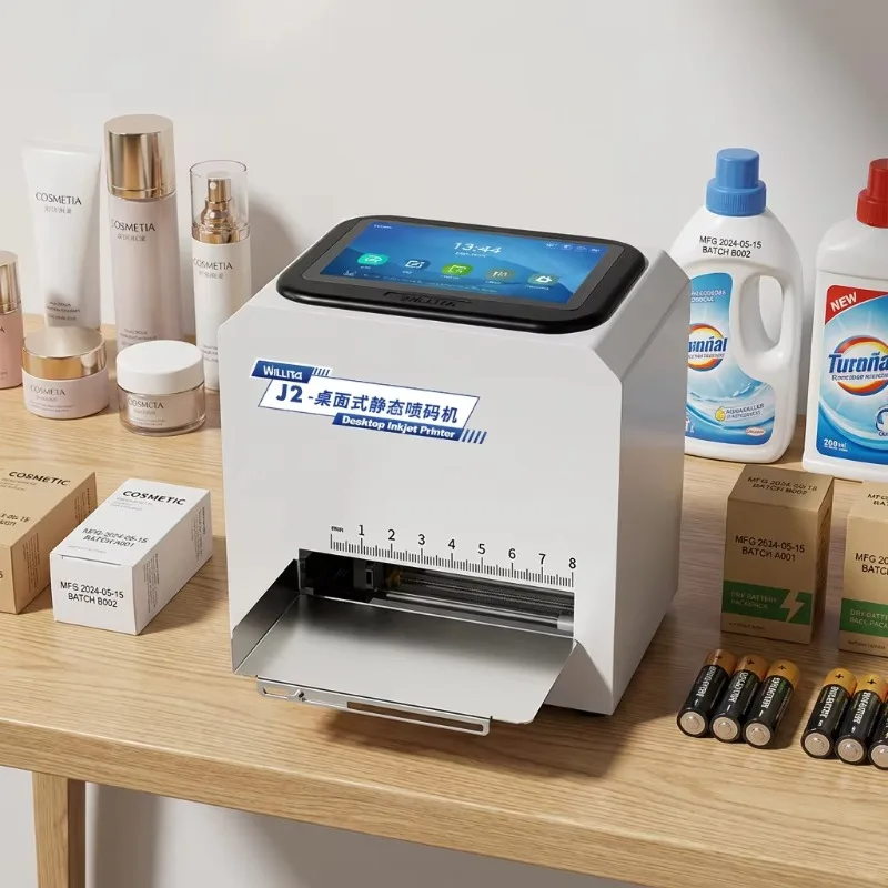 WLD‑J2 Benchtop Static Inkjet Printer 600DPI Touch Screen QR Code Barcode Batch Date Logo Coder for Packages