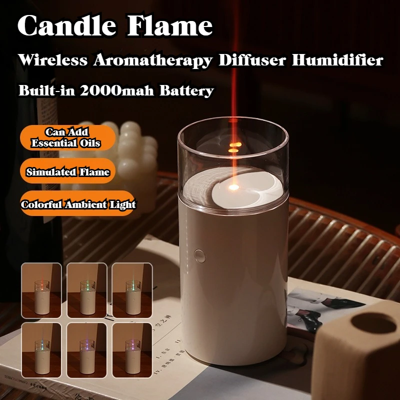 

Диффузор с ароматом свечи и пламени, увлажнитель воздуха, бытовой USB-тихий мини-очиститель воздуха с красочным светом для автомобиля и спальни