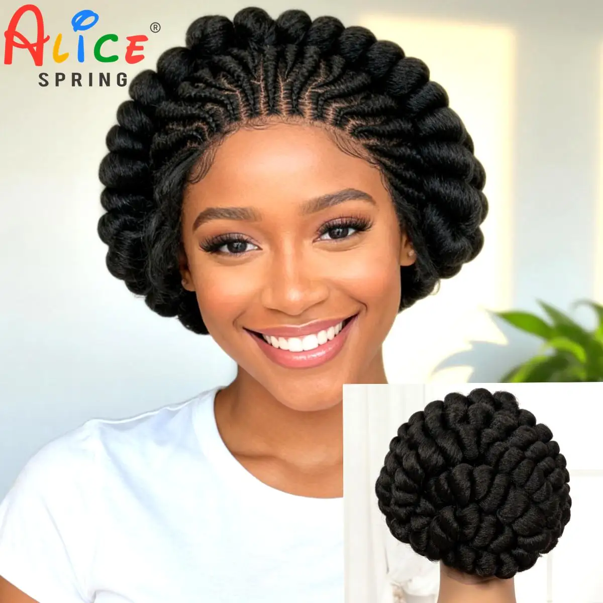 

Colored Bantu Braided Wigs Synthetic Full Lace Cornrow Braided Wig Natural Knotless Braids Wigs with Baby Hair for Black Women