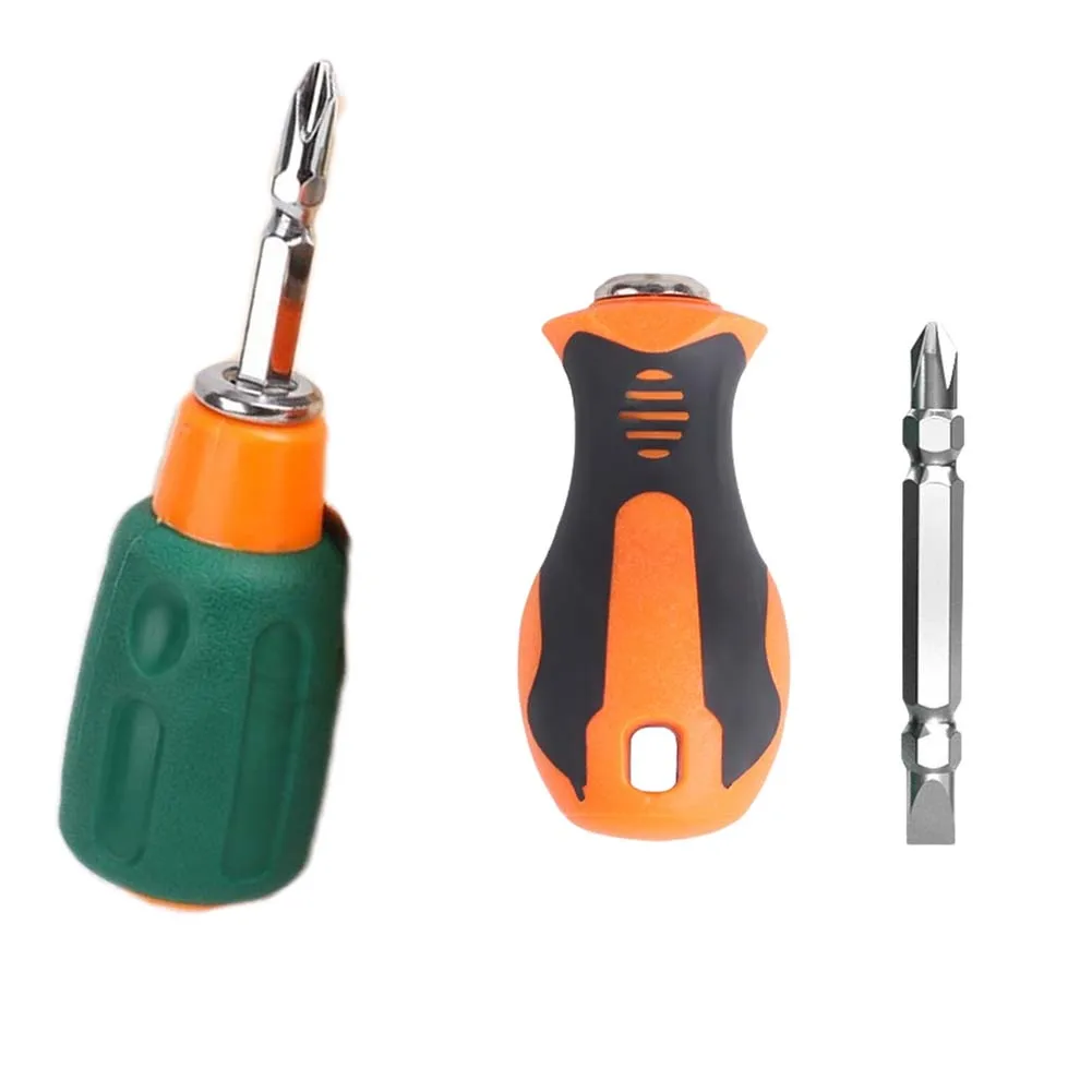 Magnetic Screwdriver Set 2pcs Carbon Steel 60mm 65mm For Cross Flat Head Repair Industrial Grade Dual Purpose Compact Ergonomic