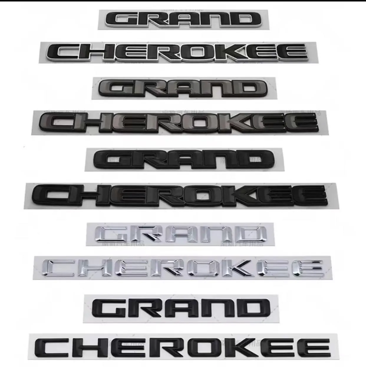 3D ABS Chrome Black Logo Grand Cherokee Emblem Letters Nameplate Car Door Badge Decal For Jeep Grand Cherokee Sticker Accessoies