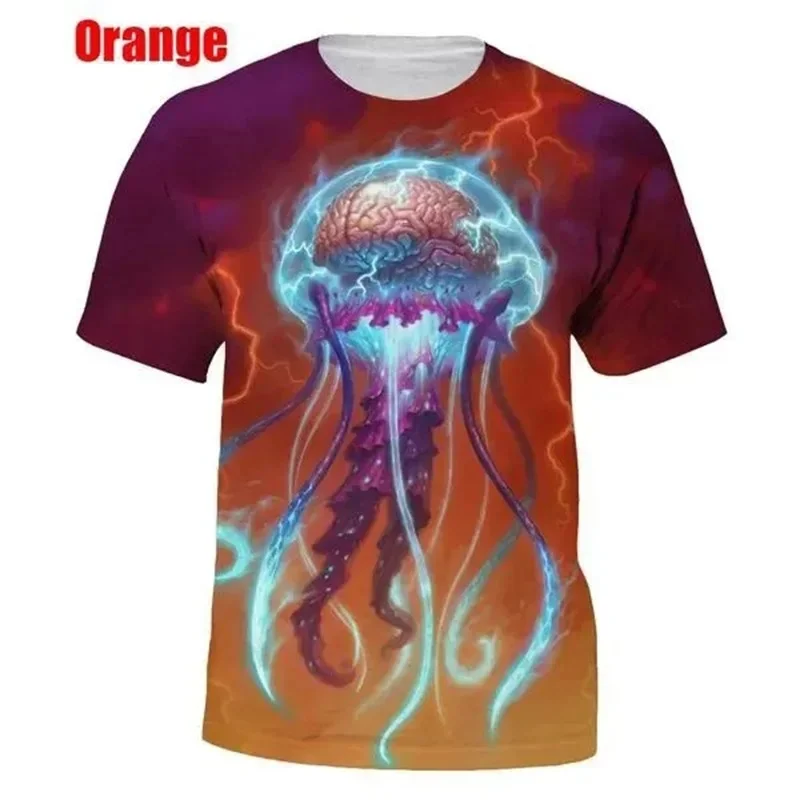 Luminous Jellyfish Graphic T-shirt 3D Print Cute Funny Tee Tops For Men Fashion Casual Short Sleeve Oversized Tshirts Streetwear