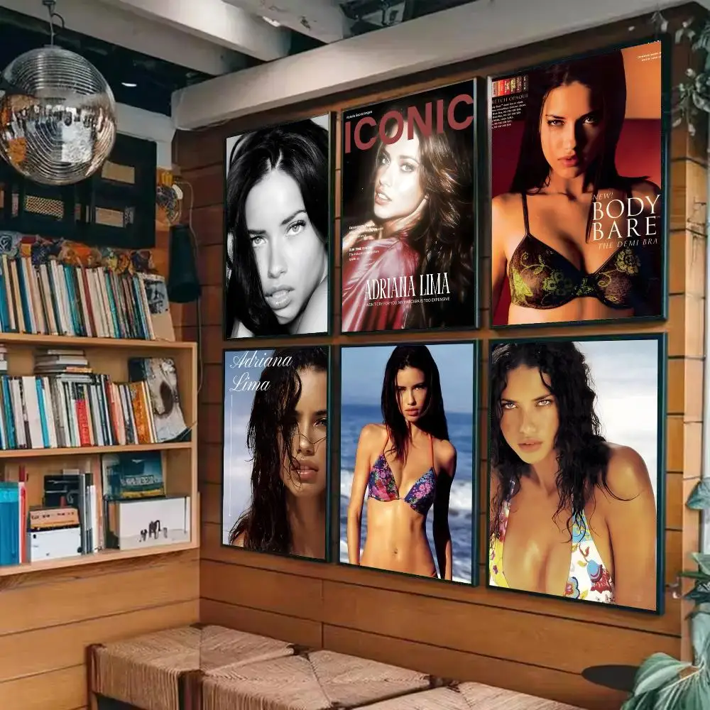 Adriana Lima Fashion Mode Poster Sticky Painting Prints Wall Art Waterproof Home Living Bed Room Bar Cafe Aesthetic Decor