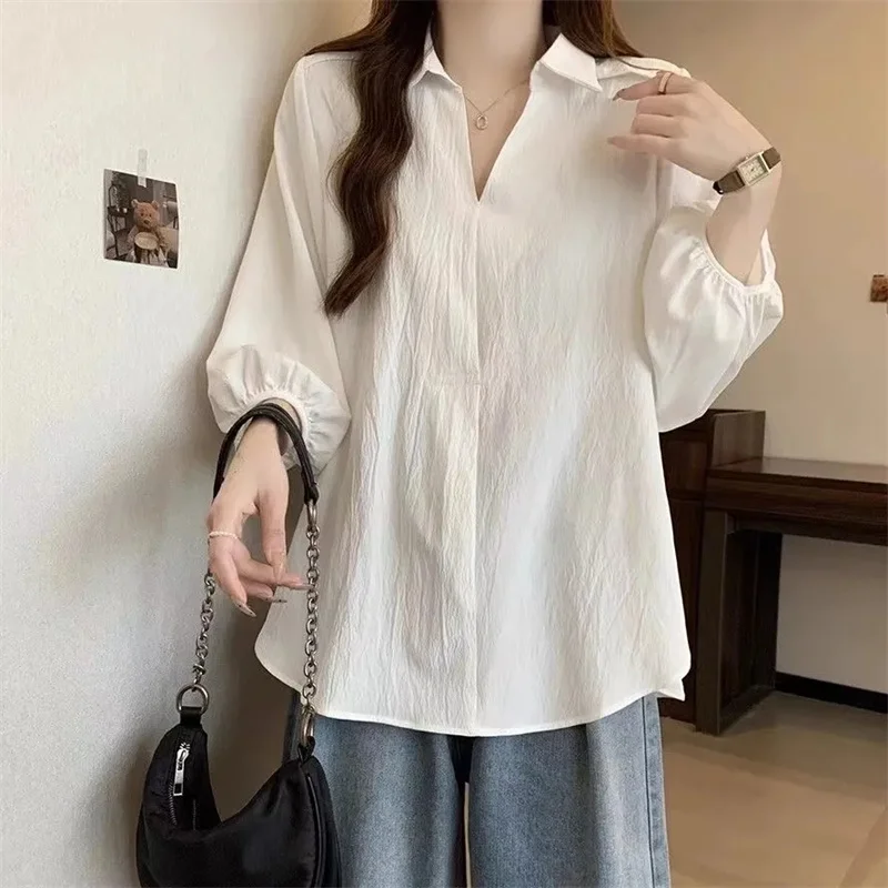 Ladies High-end Seven Divide Sleeve Loose T-shirt Korean Women Fashion Solid Color Thin Tops Summer Female Large Size 4XL Shirts