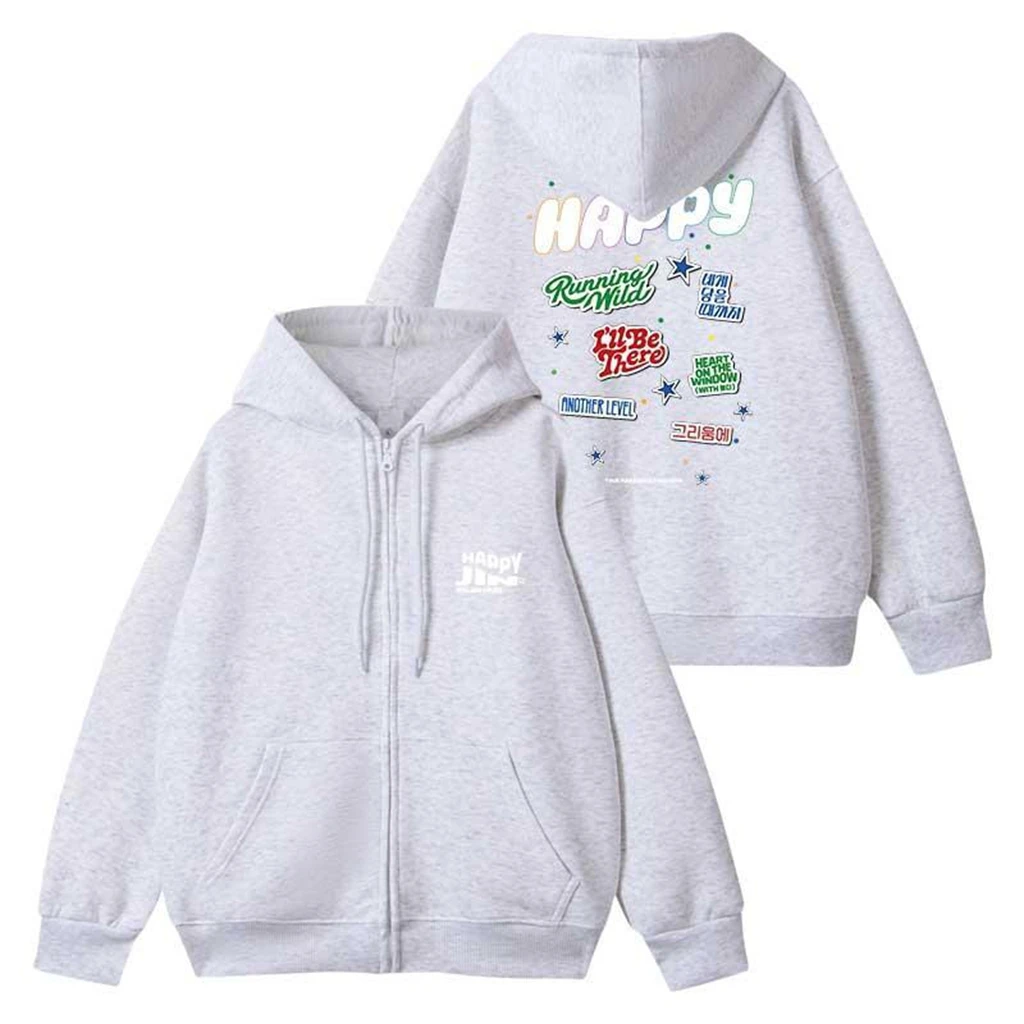 Winter Damen Hoodie JIN Happy Letter Print Baumwolle Langarm Top Kpop Männer Frauen Y2K Casual Einfache Sweatshirt Kleidung