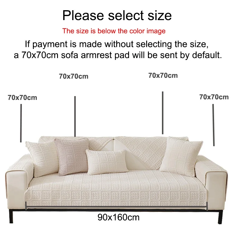 Flannel Sofa Cover Gray Quilted Non Slip Couch Cushion Protector Soft Warm Plush Slipcover for Winter Living Room Decor 1pc