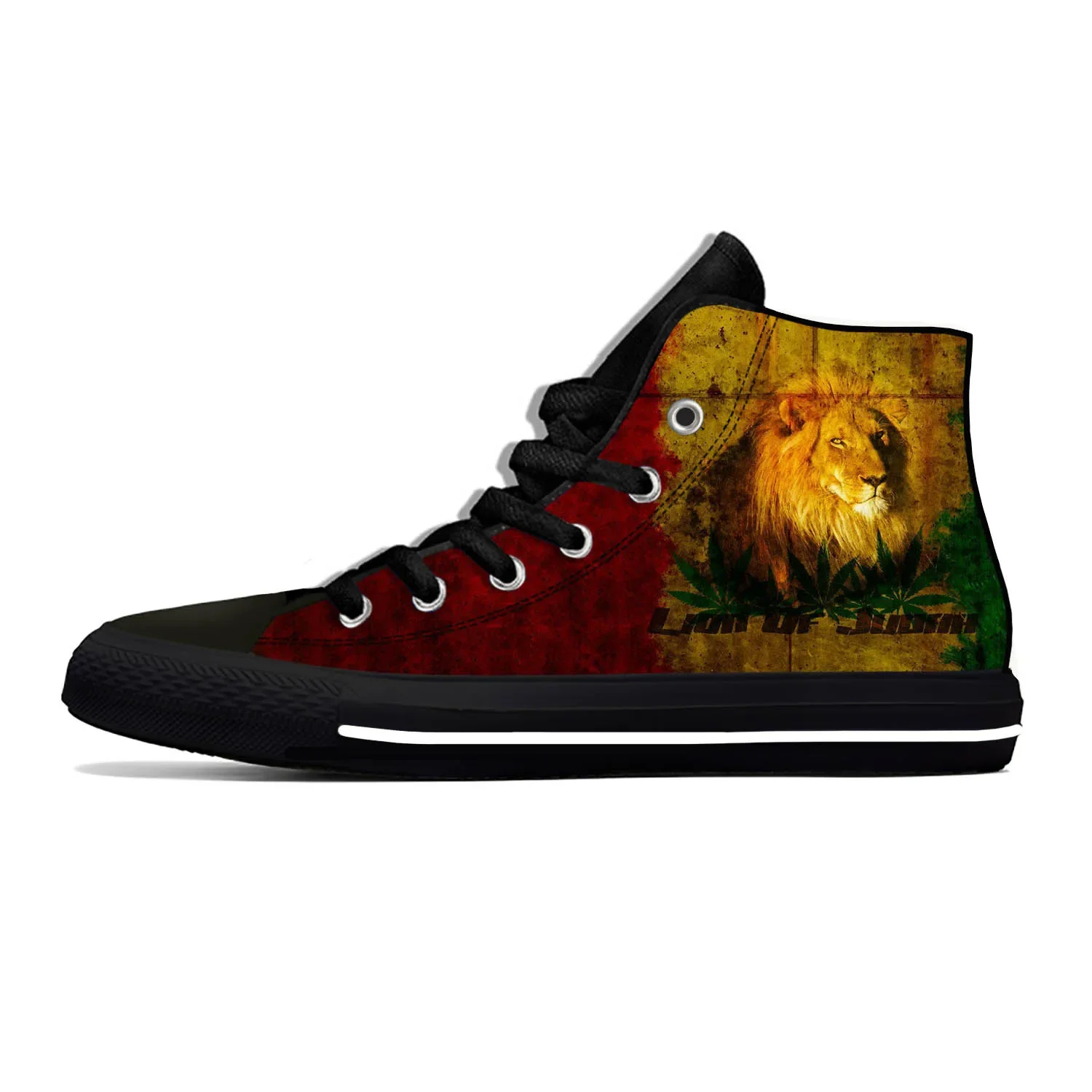 Reggae Rastafarian Rasta Rastafari Lion Of Judah Casual Cloth Shoes High Top Lightweight Breathable 3D Print Men Women Sneakers