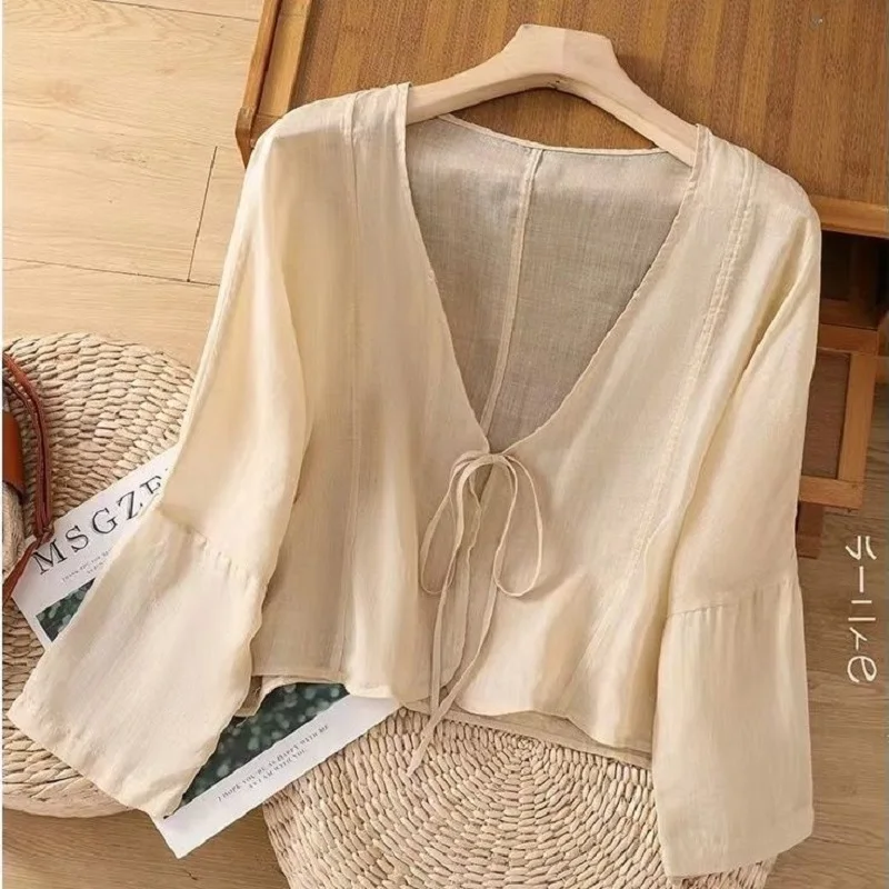 Womens Cotton Linen Vest V Neck Lace up Waistcoat