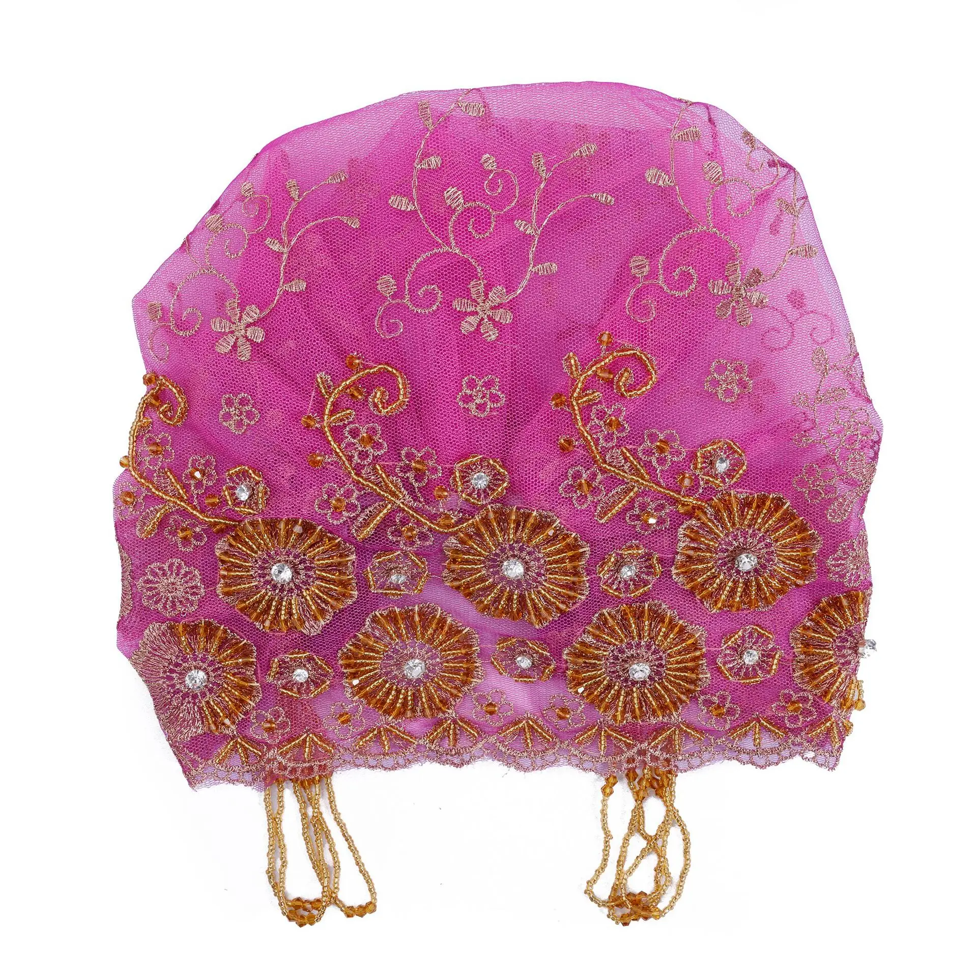 

Тюрбан со стразами и кисточками из бисера, кружевной женский мусульманский хиджаб, шляпа с вышивкой, исламский платок для свадебной вечеринки, капот, шапка Turbante Mujer