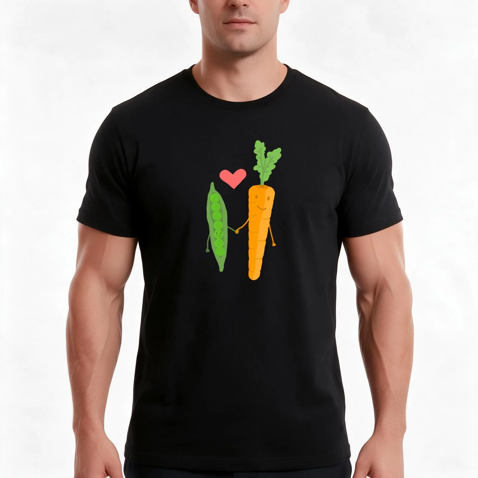 Peas & Carrots in love T-Shirt Summer Casual Cotton Tee Oversized Streetwear Tops Vintage Graphic Print Unisex Men Women