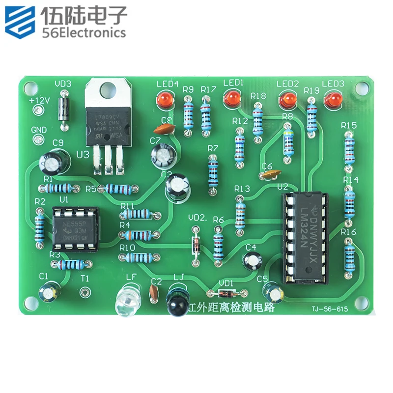 Infrared Distance Detection DIY Electronic Kit Assembly and Soldering Set for Making Printed Circuit Boards