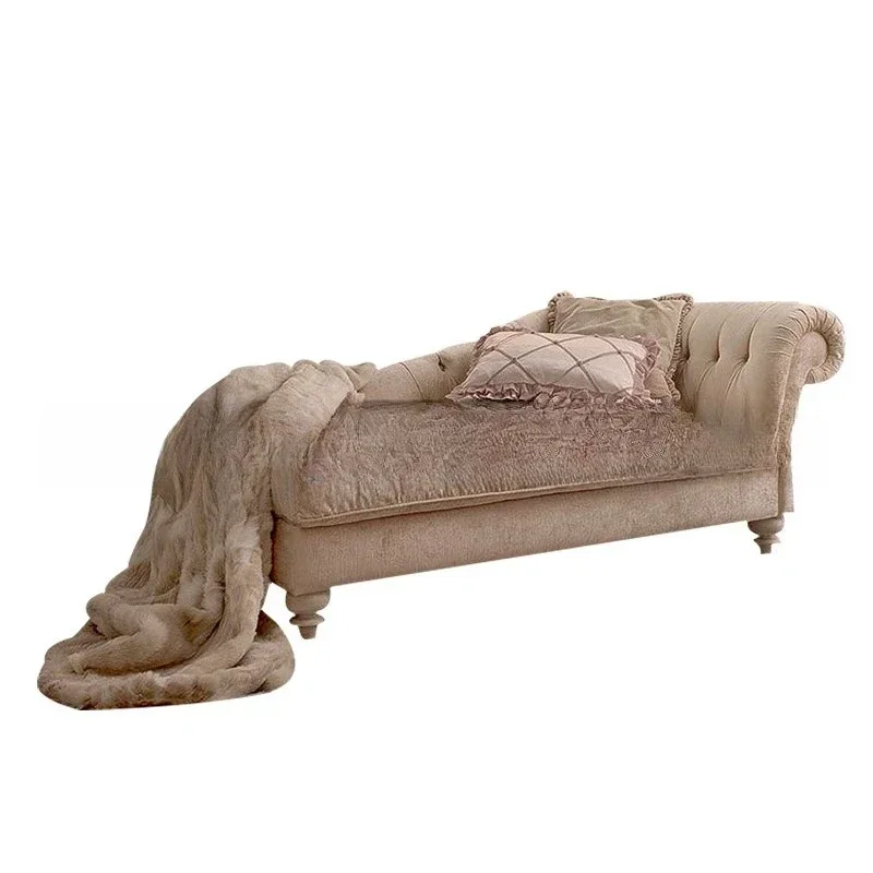 

American chaise longue furniture living room neoclassical fabric soft bag beauty couch casual pink princess recliner