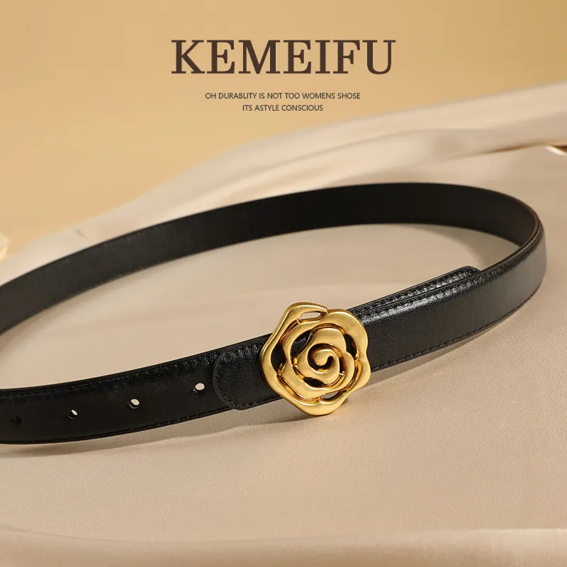 elegant-thin-leather-belt-women's-fashion-rose-buckle-slimming-jeans-belt-dress-waist-seal-new-style-smooth-buckle-alloy