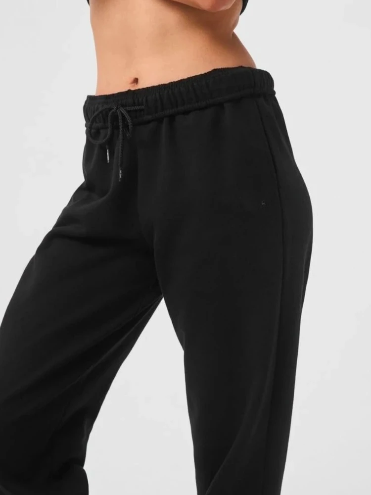 Elastic Black Trousers Joggers Women Sports Cotton Jogging Gray Straight Leg Sweatpants Casual Drawstring Women's Classic Pants view 3