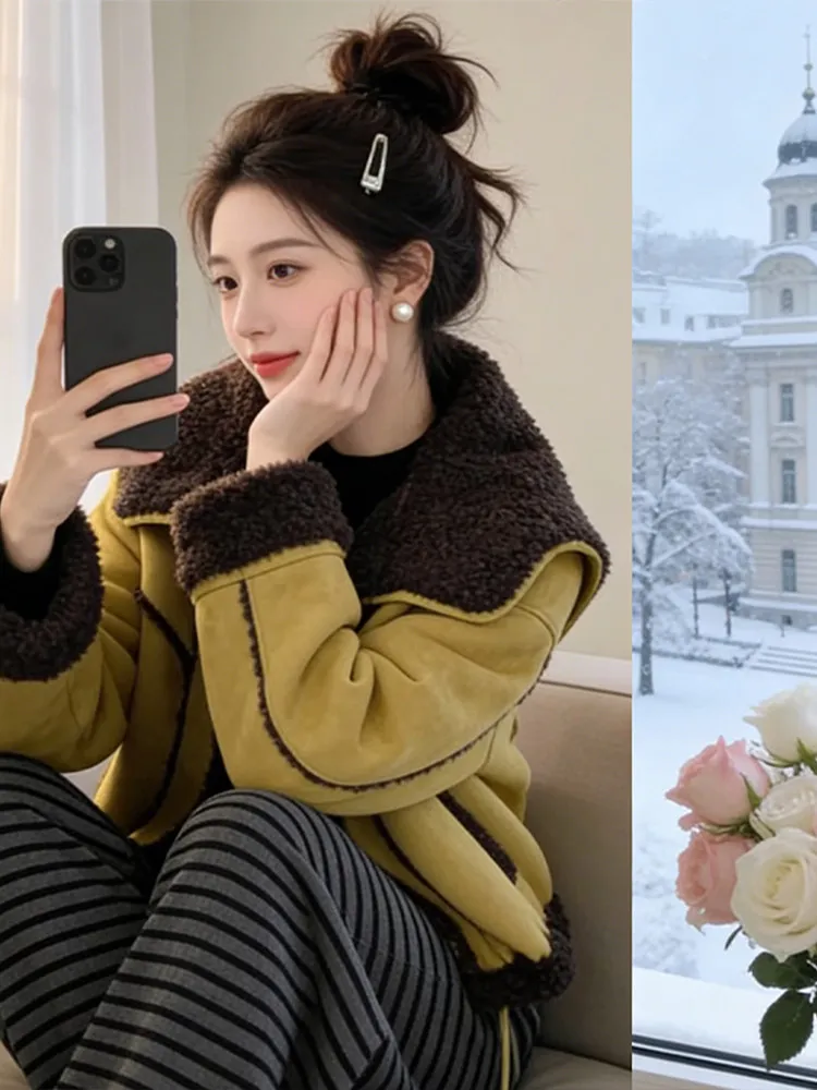 Jaqueta Feminina de Couro Sintético Faionable, Casual e Quente, Nova Coleção Inverno 2026, Versátil, Material de Alta Qualidade, Estilo Cleanfit