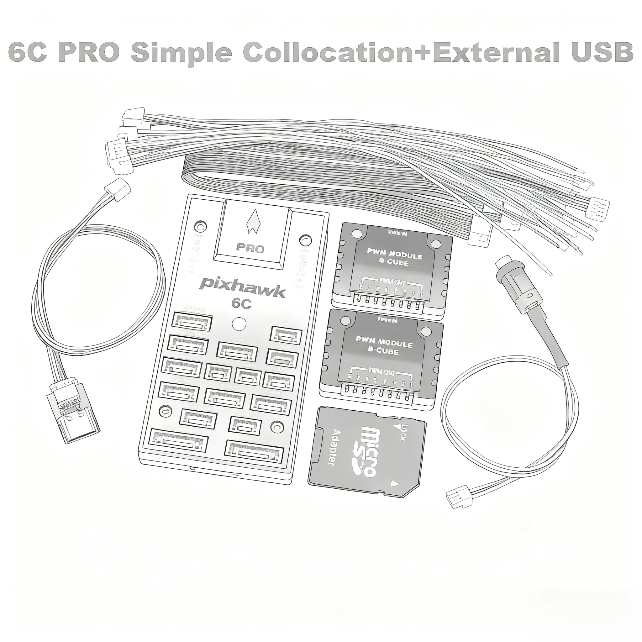 Pixhawk PX4 2.4.8 6C PRO 32ビット フライトコントローラー オートパイロット 4G SDカード セーフティスイッチ ブザー 外部USB RCクアッドコプター Ardupilot対応
